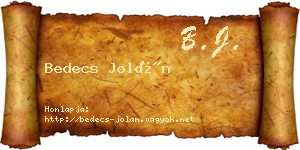 Bedecs Jolán névjegykártya